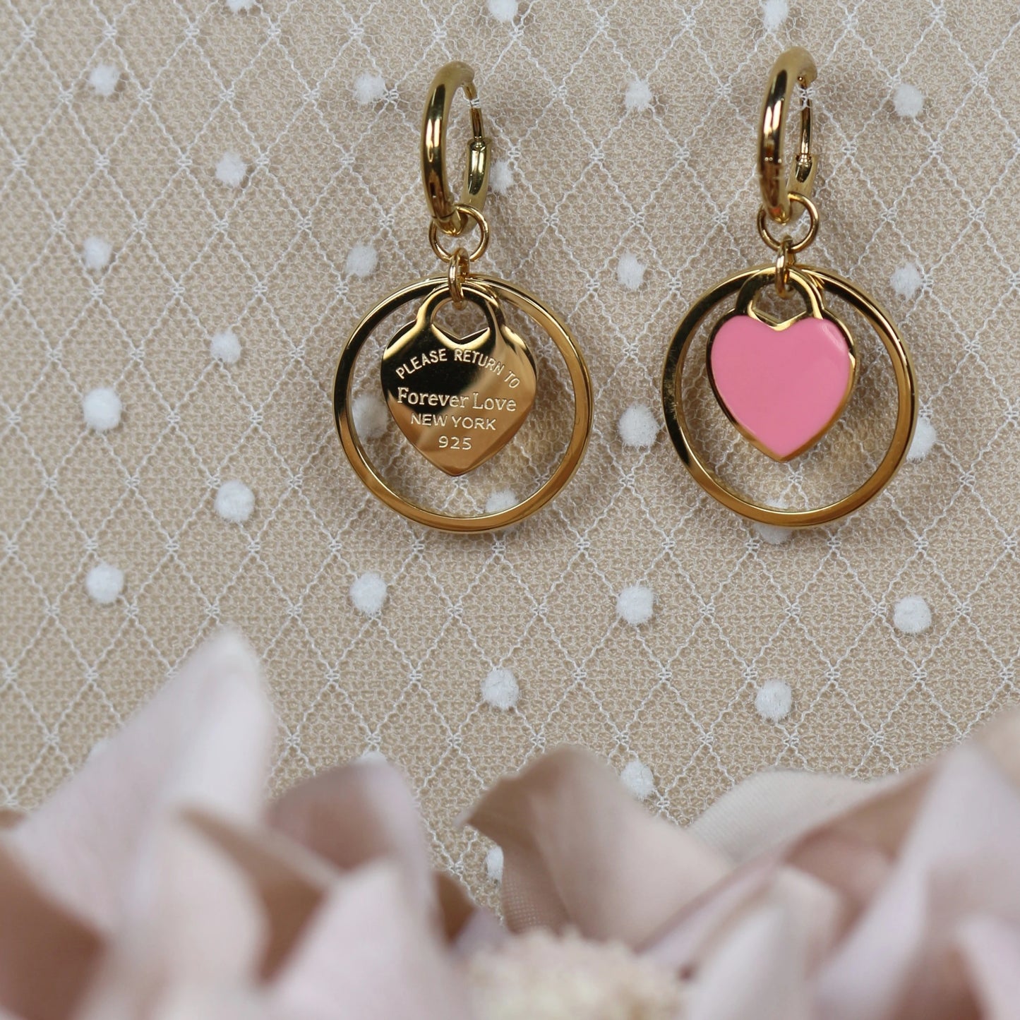 Stainless Steel Circle Heart Pendant Love Earrings Set Women's New Style Party Wedding Jewelry Wholesale