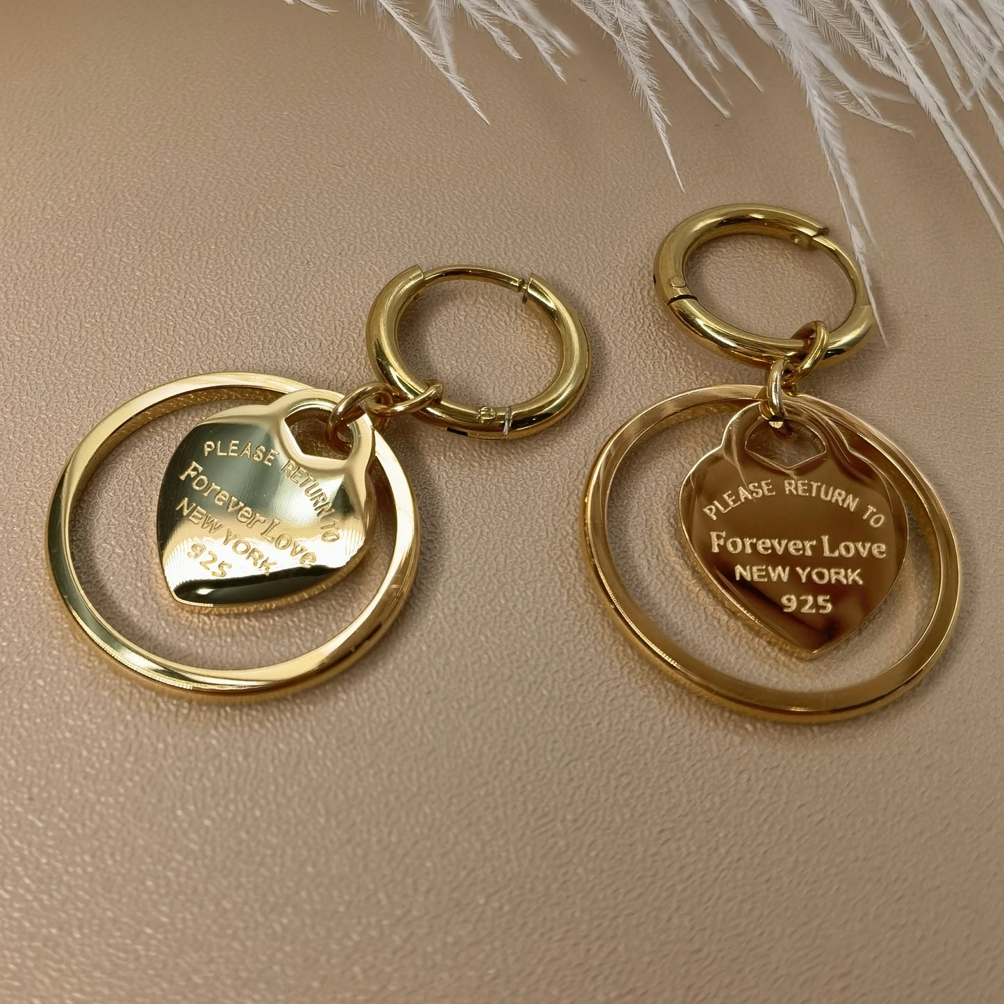 Stainless Steel Circle Heart Pendant Love Earrings Set Women's New Style Party Wedding Jewelry Wholesale