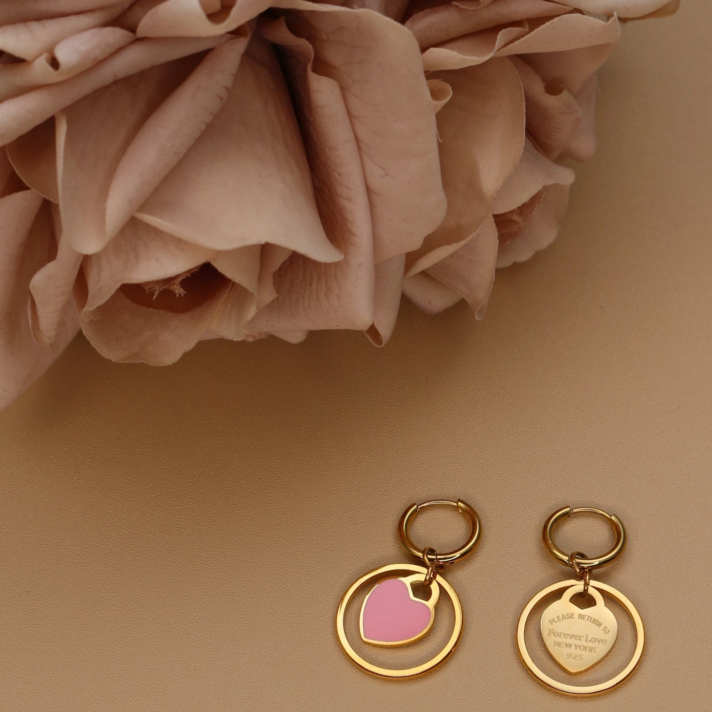 Stainless Steel Circle Heart Pendant Love Earrings Set Women's New Style Party Wedding Jewelry Wholesale
