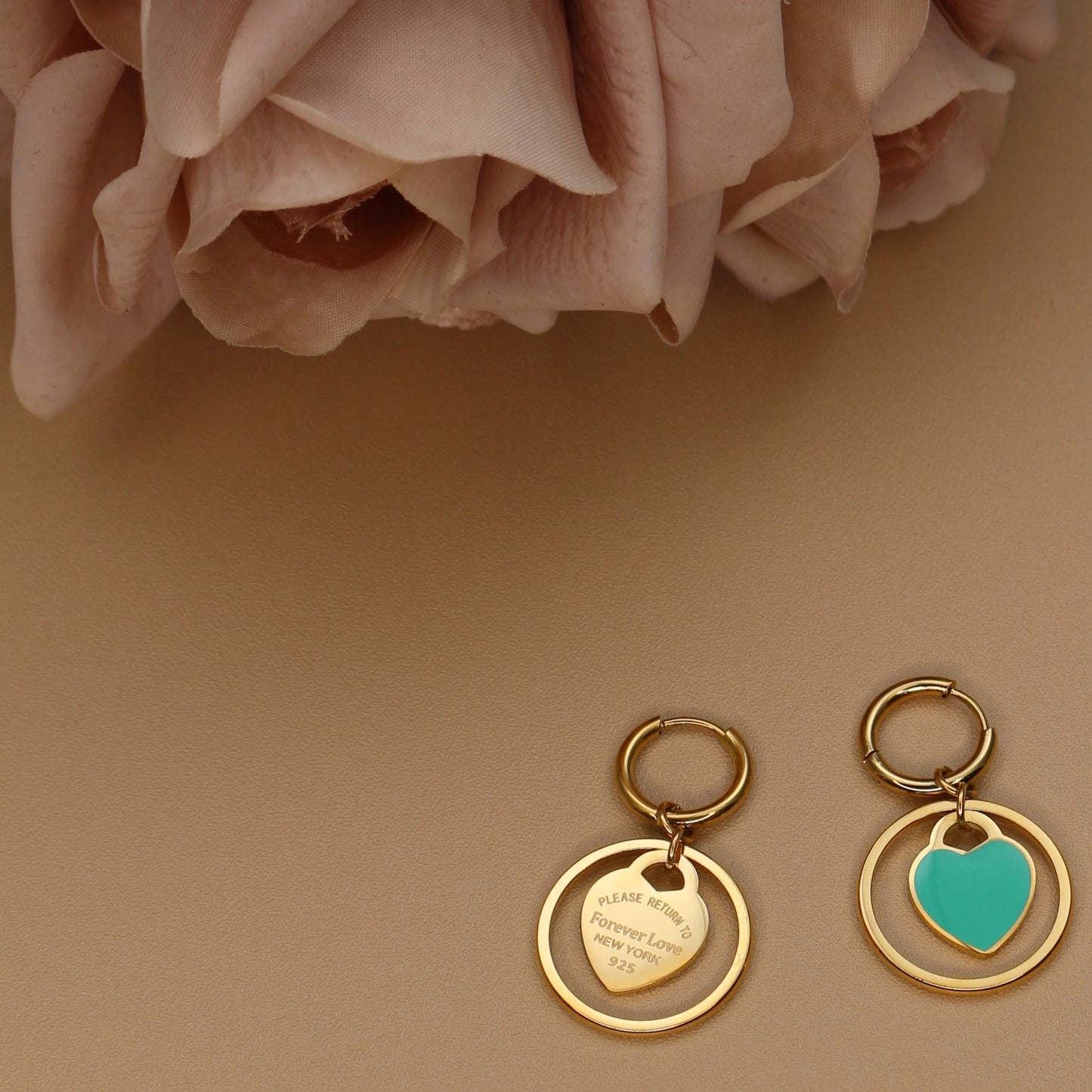 Stainless Steel Circle Heart Pendant Love Earrings Set Women's New Style Party Wedding Jewelry Wholesale