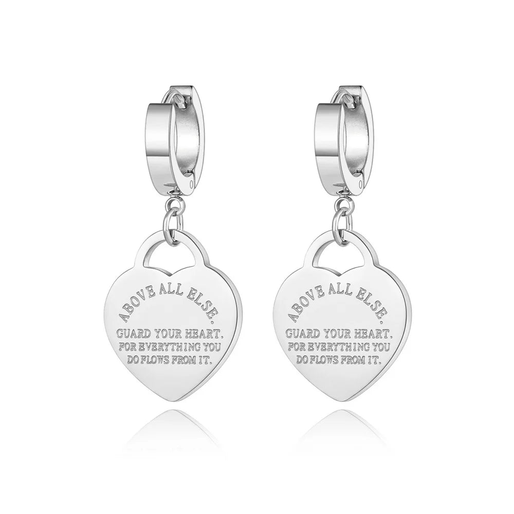 Fashion Titanium Stainless Steel Love Heart Wedding Earrings 18K Gold Anniversary Hoop Earrings For Women Girls YE22099