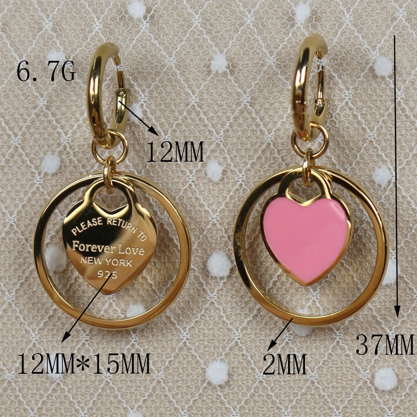 Stainless Steel Circle Heart Pendant Love Earrings Set Women's New Style Party Wedding Jewelry Wholesale
