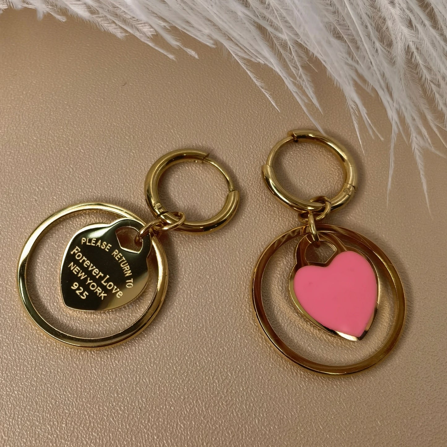 Stainless Steel Circle Heart Pendant Love Earrings Set Women's New Style Party Wedding Jewelry Wholesale