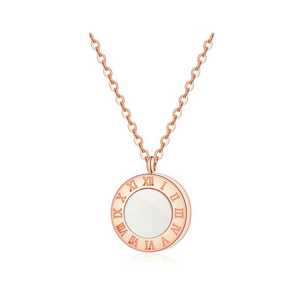 Classic Roman Numerals Black White Shell Pendant Necklaces Jewelry Stainless Steel Chokers Necklace For Women BN18019