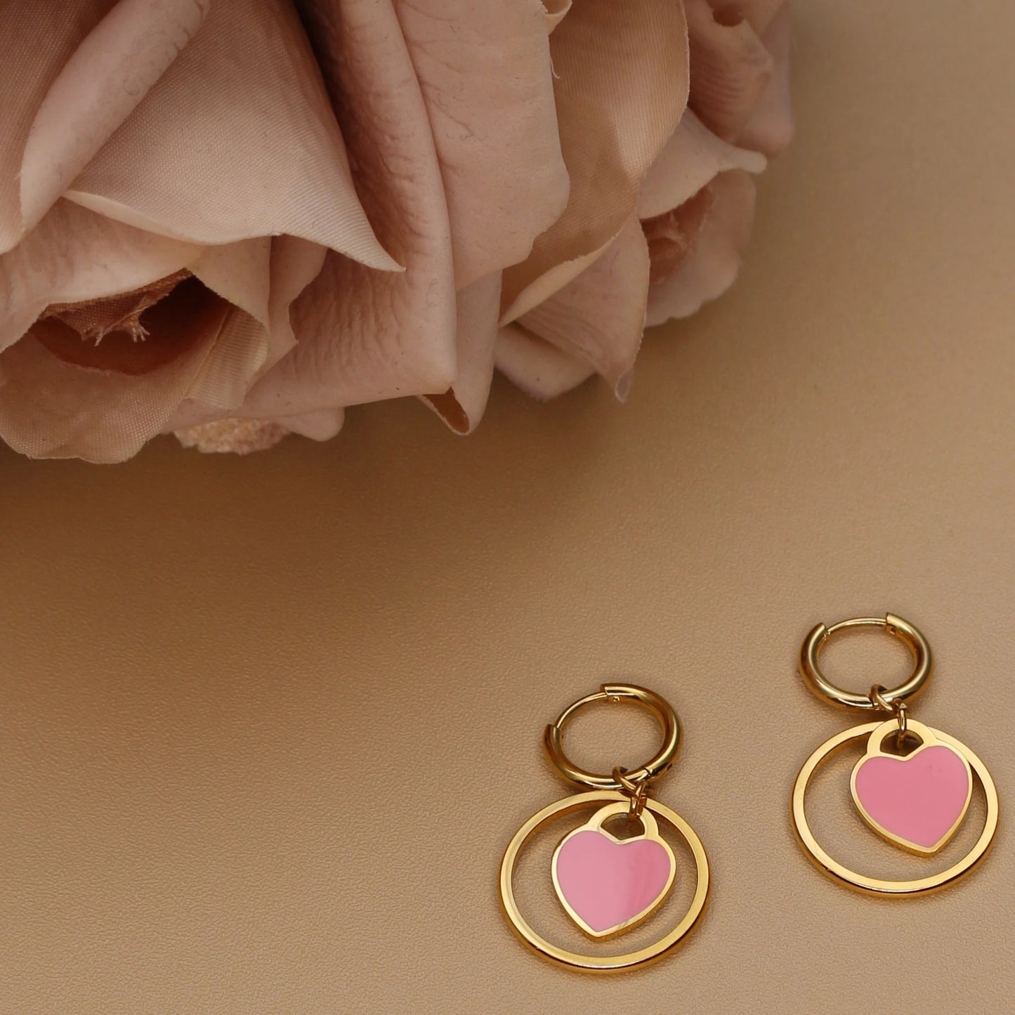 Stainless Steel Circle Heart Pendant Love Earrings Set Women's New Style Party Wedding Jewelry Wholesale