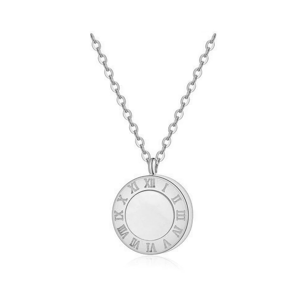 Classic Roman Numerals Black White Shell Pendant Necklaces Jewelry Stainless Steel Chokers Necklace For Women BN18019