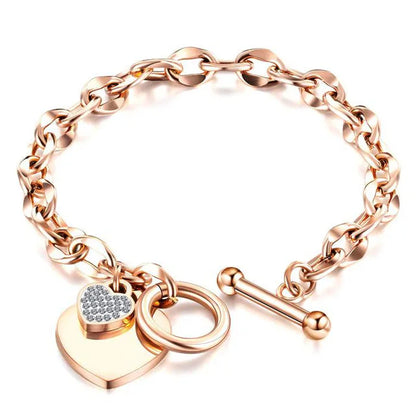 Stainless Steel Love Heart Bracelets For Women Party Gift Fashion Joyas de Chain Charm Bracelets Jewelry Wholesale Text Engraved