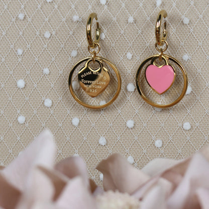 Stainless Steel Circle Heart Pendant Love Earrings Set Women's New Style Party Wedding Jewelry Wholesale
