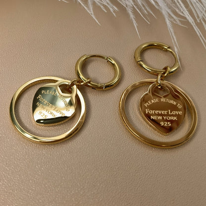 Stainless Steel Circle Heart Pendant Love Earrings Set Women's New Style Party Wedding Jewelry Wholesale