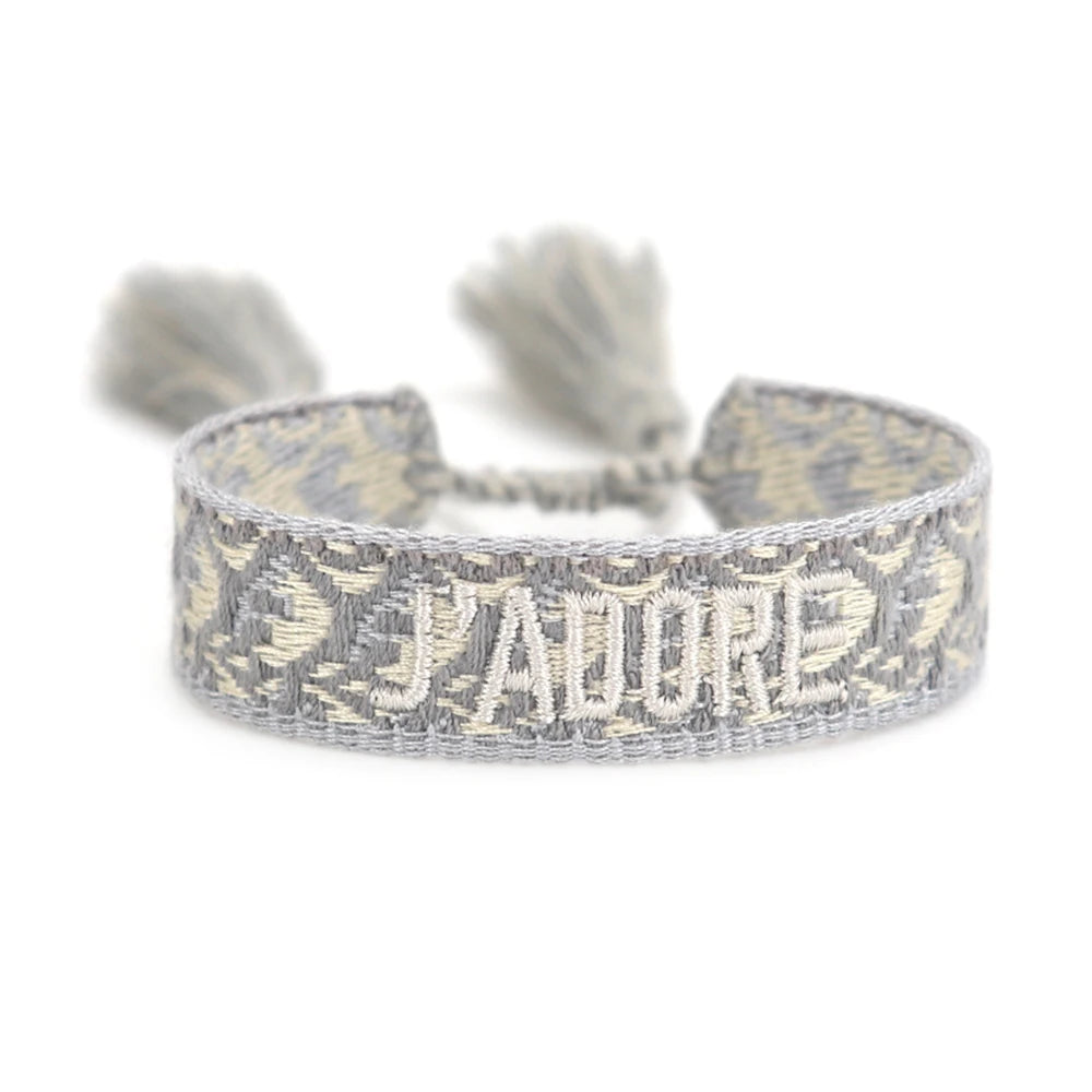 J’ADORE – Patterned Embroidered Bracelet for Bold Parisian Flair