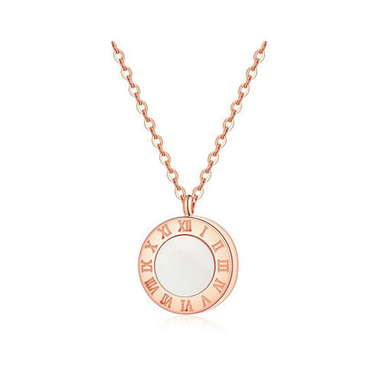 Classic Roman Numerals Black White Shell Pendant Necklaces Jewelry Stainless Steel Chokers Necklace For Women BN18019