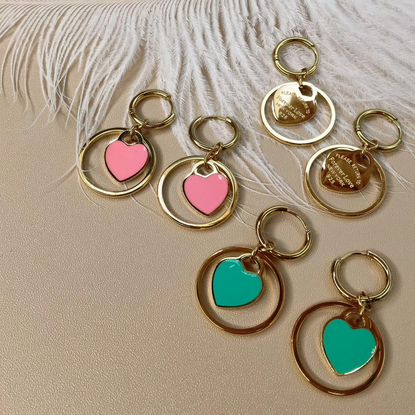 Stainless Steel Circle Heart Pendant Love Earrings Set Women's New Style Party Wedding Jewelry Wholesale