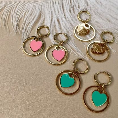 Stainless Steel Circle Heart Pendant Love Earrings Set Women's New Style Party Wedding Jewelry Wholesale
