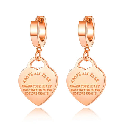 Fashion Titanium Stainless Steel Love Heart Wedding Earrings 18K Gold Anniversary Hoop Earrings For Women Girls YE22099