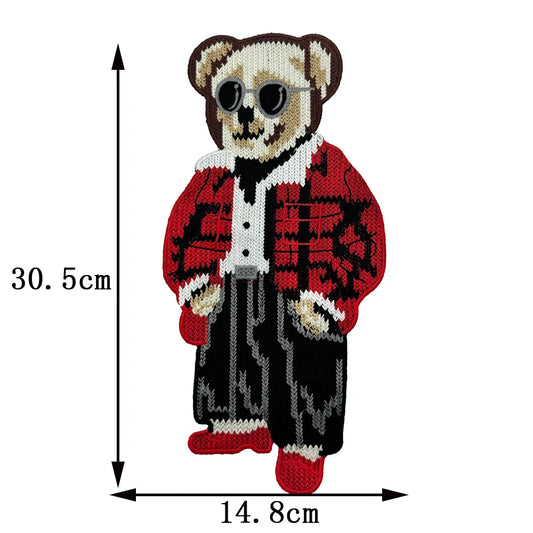 New Embroidery Playing Cool Bear Patch Stripe, Jacket T-shirt Clothing DIY Accessory Stickers sewing on ClothCoat Decorate Patch