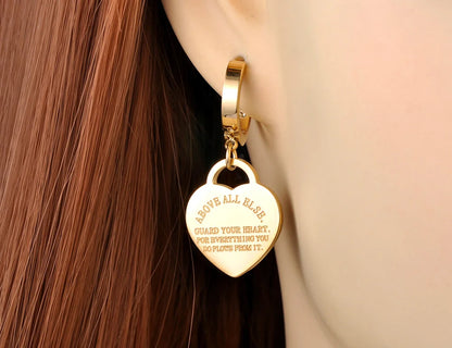 Fashion Titanium Stainless Steel Love Heart Wedding Earrings 18K Gold Anniversary Hoop Earrings For Women Girls YE22099