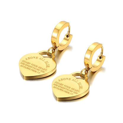 Fashion Titanium Stainless Steel Love Heart Wedding Earrings 18K Gold Anniversary Hoop Earrings For Women Girls YE22099