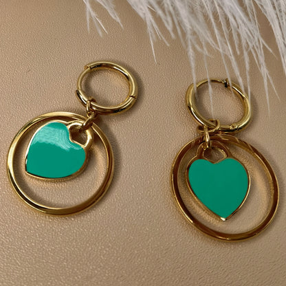 Stainless Steel Circle Heart Pendant Love Earrings Set Women's New Style Party Wedding Jewelry Wholesale