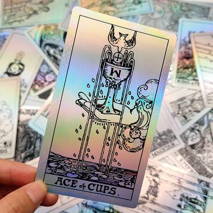 The Holographic Rider Tarot – Iridescent Rainbow Finish in Classic Rider-Waite Style