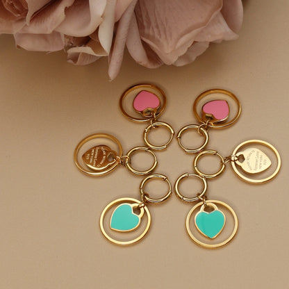 Stainless Steel Circle Heart Pendant Love Earrings Set Women's New Style Party Wedding Jewelry Wholesale