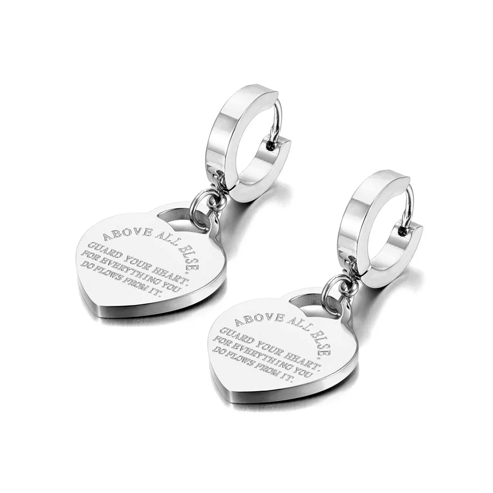 Fashion Titanium Stainless Steel Love Heart Wedding Earrings 18K Gold Anniversary Hoop Earrings For Women Girls YE22099