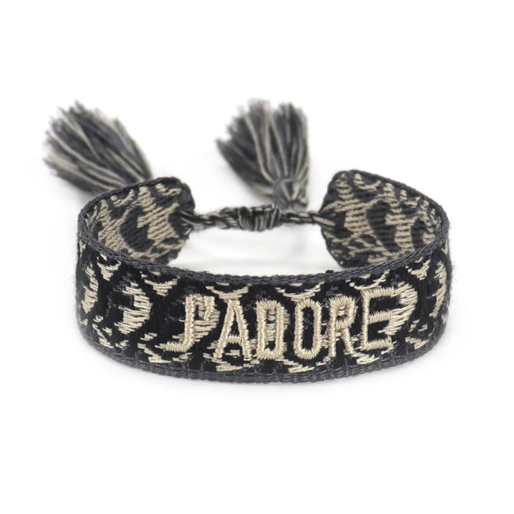 J’ADORE – Patterned Embroidered Bracelet for Bold Parisian Flair