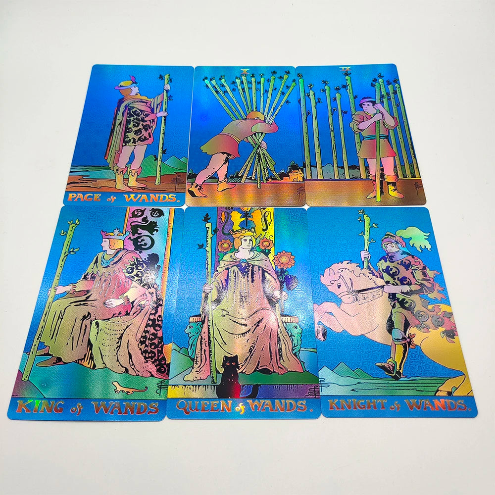 Lunar Prism Tarot – Holographic Blue Tarot Deck with Radiant Rider-Waite Imagery