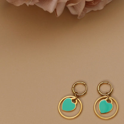Stainless Steel Circle Heart Pendant Love Earrings Set Women's New Style Party Wedding Jewelry Wholesale
